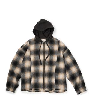OMBRE HOOD CHECK JACKET (BLACK)