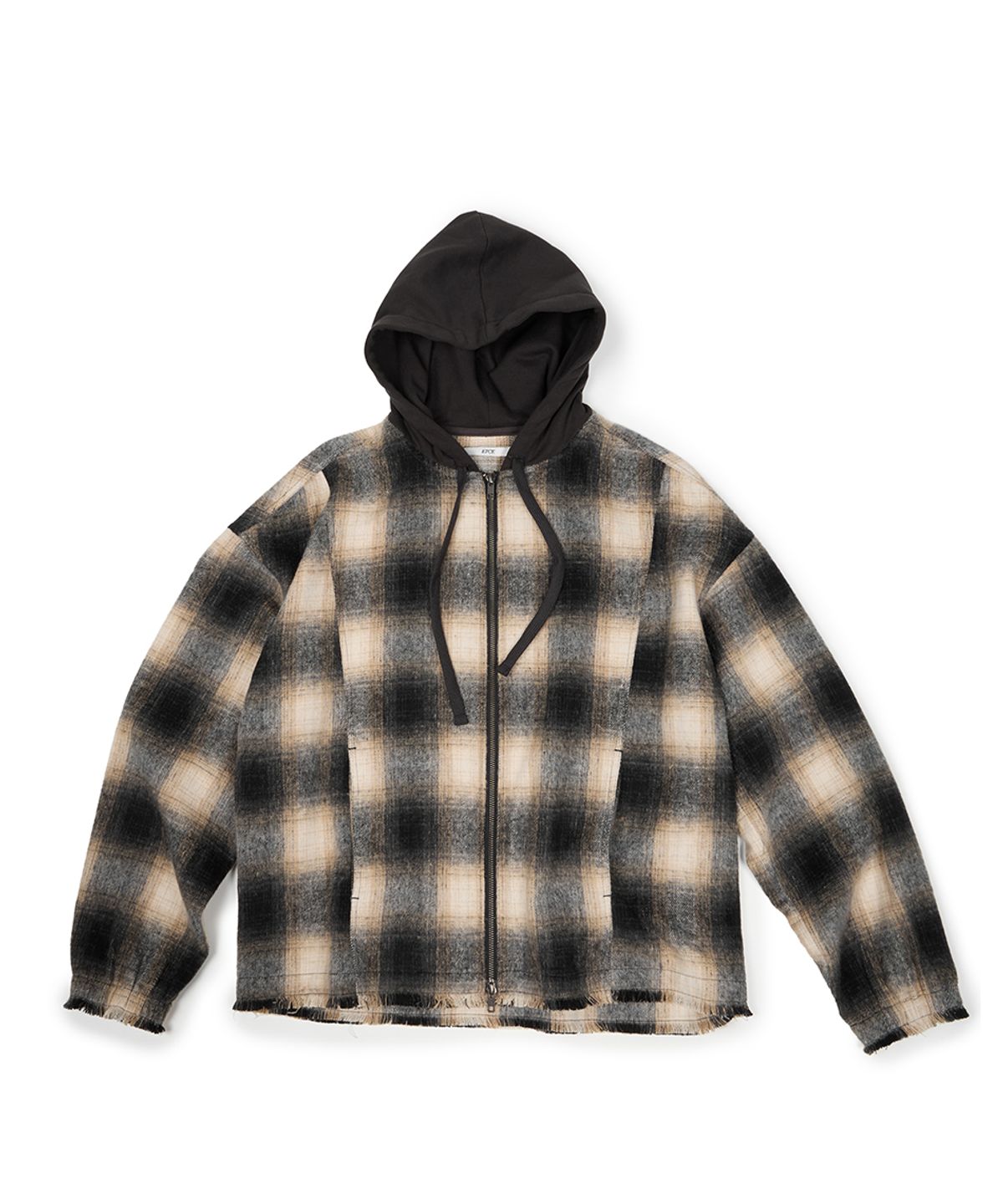 이티씨이(ETCE) OMBRE HOOD CHECK JACKET (BLACK)