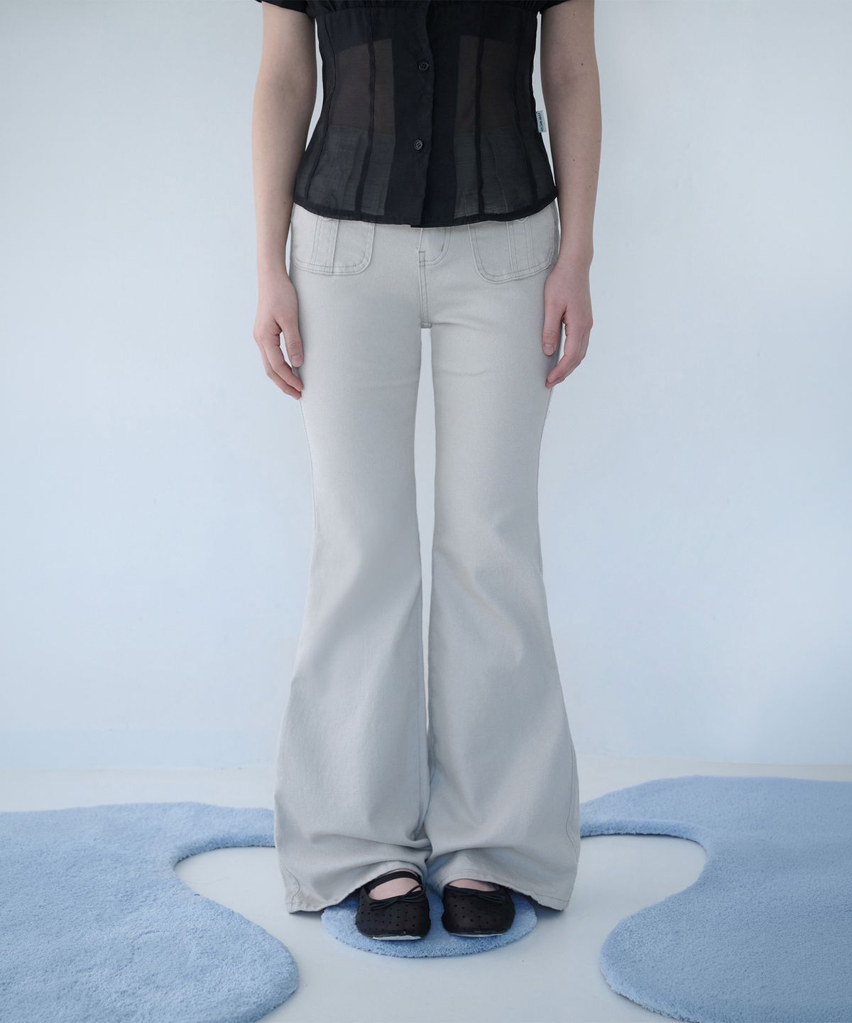 미레코(MIRECO) BUTTON POCKET BOOTCUT PT SAND RAW