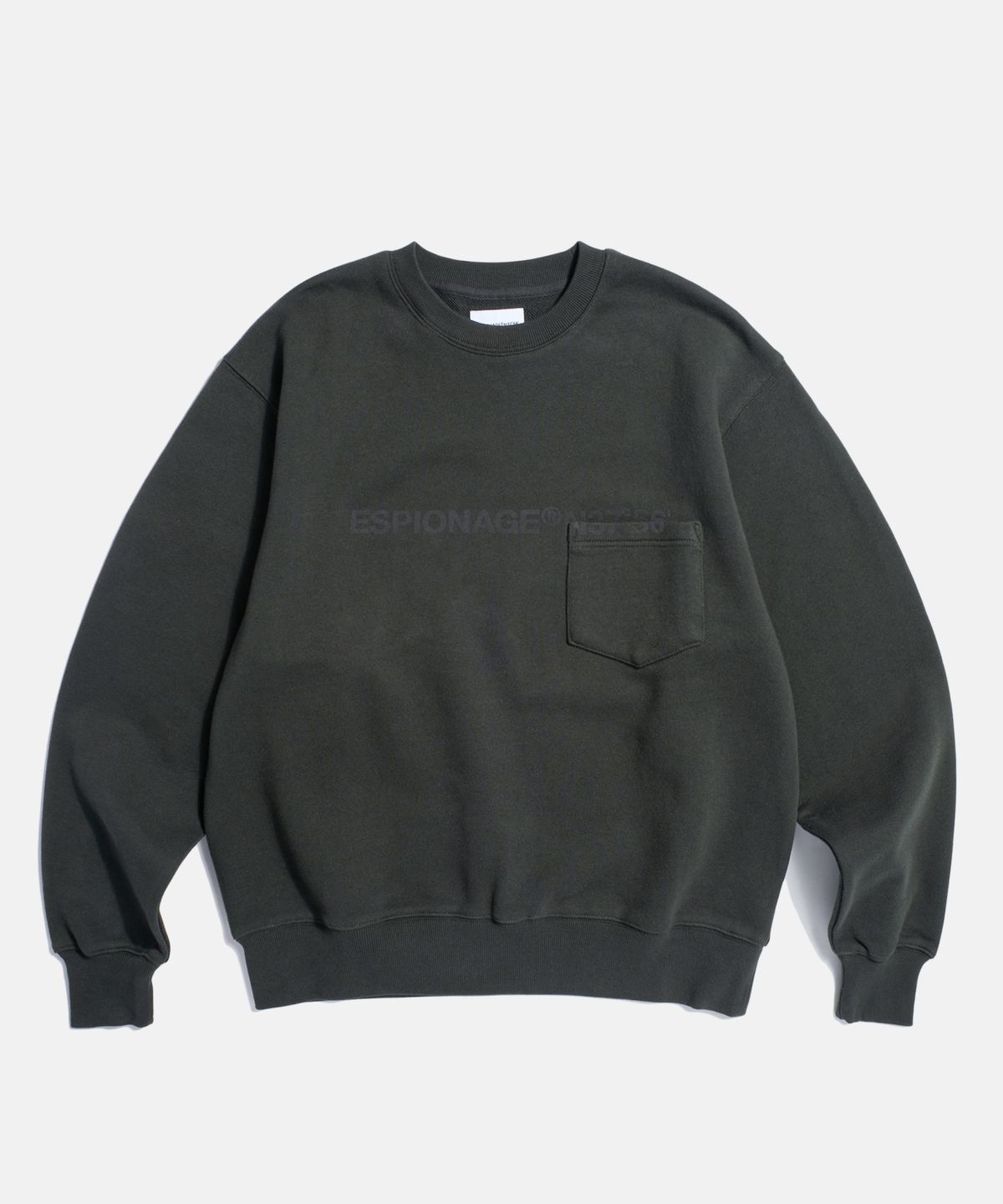 에스피오나지(ESPIONAGE) Faded Logo Pocket VTG Sweatshirt Vintage Black