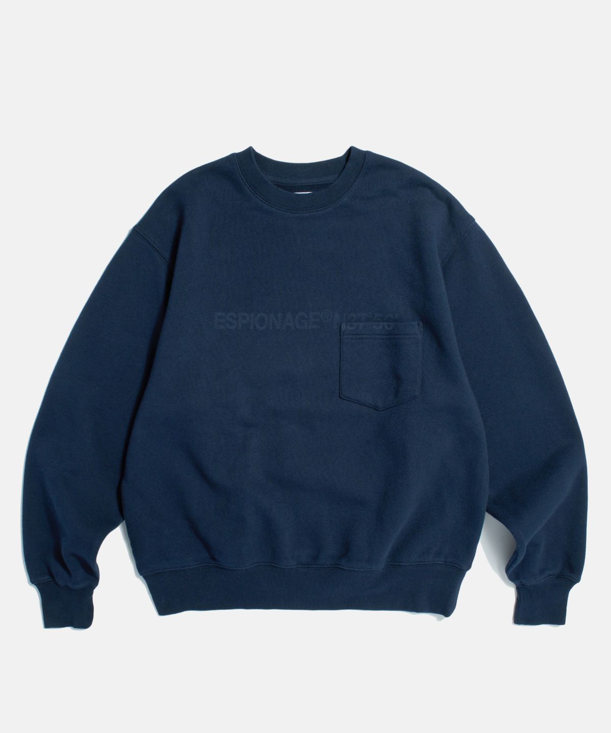 에스피오나지(ESPIONAGE) Faded Logo Pocket VTG Sweatshirt Navy