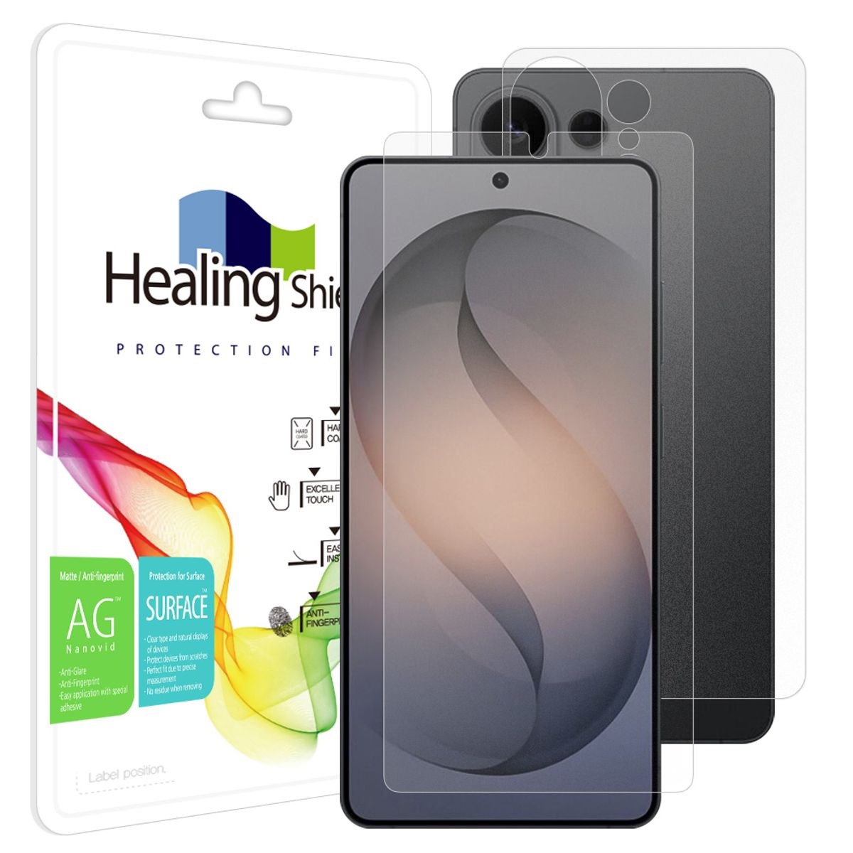 힐링쉴드(HEALINGSHIELD) 갤럭시S26 울트라 저반사 지문방지 액정보호필름 1매 후면1매