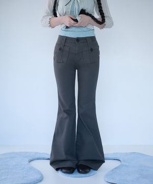 BUTTON POCKET BOOTCUT PT CHARCOAL