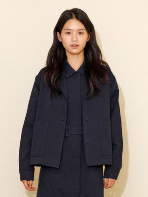 코튼 싱글 자켓_네이비