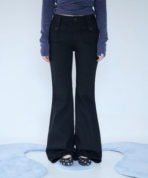 BUTTON POCKET BOOTCUT PT BLACK