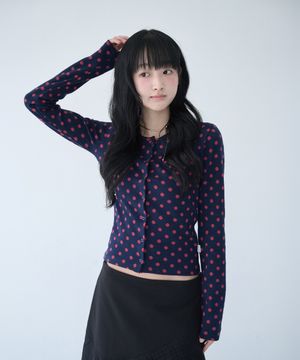 SOFT DOT JACQUARD CARDIGAN NAVY