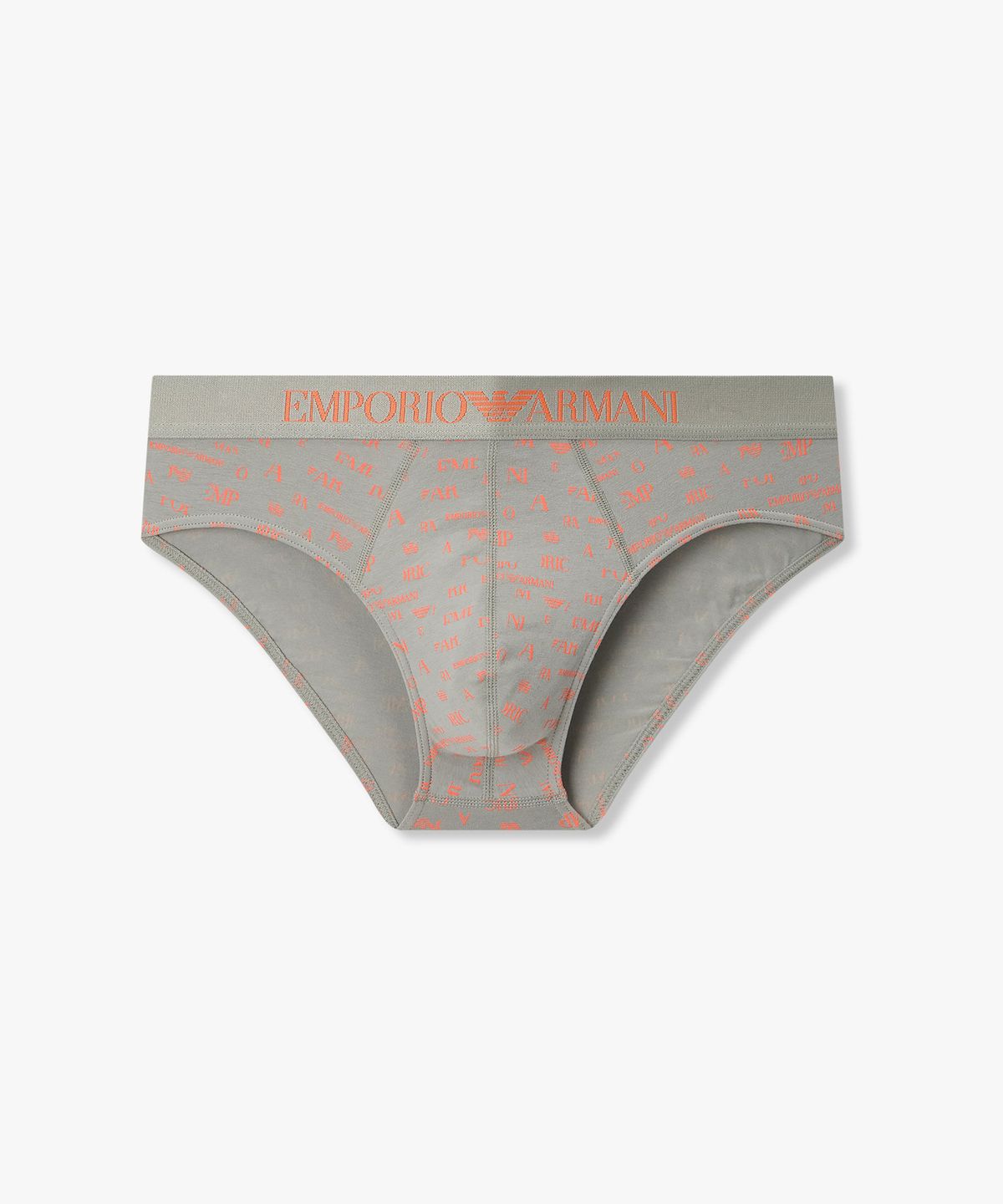 엠포리오 아르마니 언더웨어(EMPORIO ARMANI UNDERWEAR) 남성 올오버 로고 그래픽 브리프_스틸그레이 0816111016