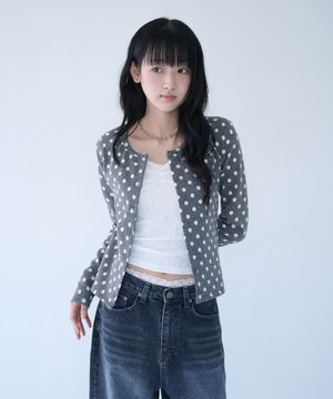 SOFT DOT JACQUARD CARDIGAN GREY