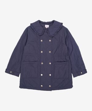 네이비 패딩 탈부착 카라 코트 155