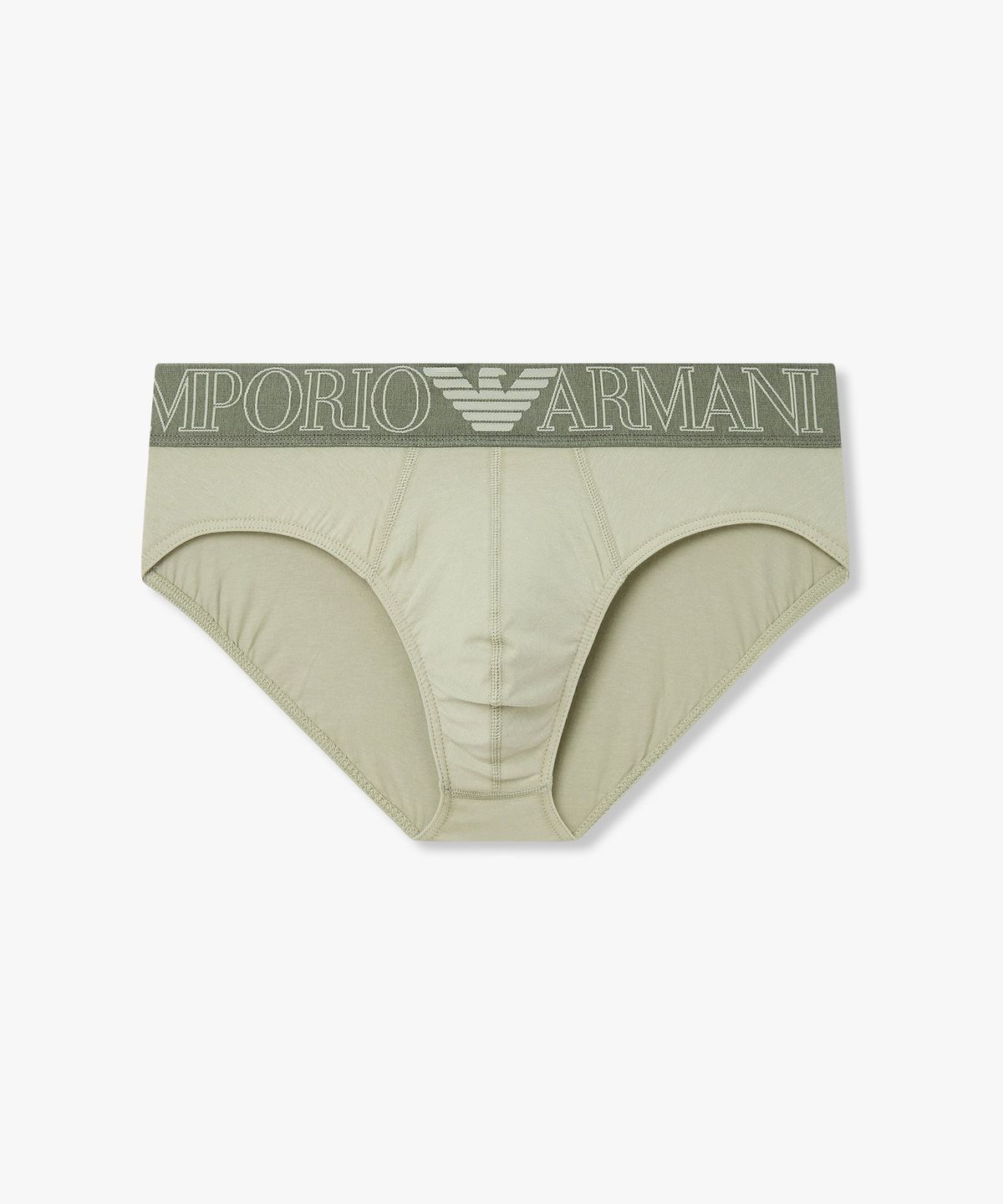 엠포리오 아르마니 언더웨어(EMPORIO ARMANI UNDERWEAR) 남성 아웃라인 로고 밴딩 브리프_라이트 그린 0816111006
