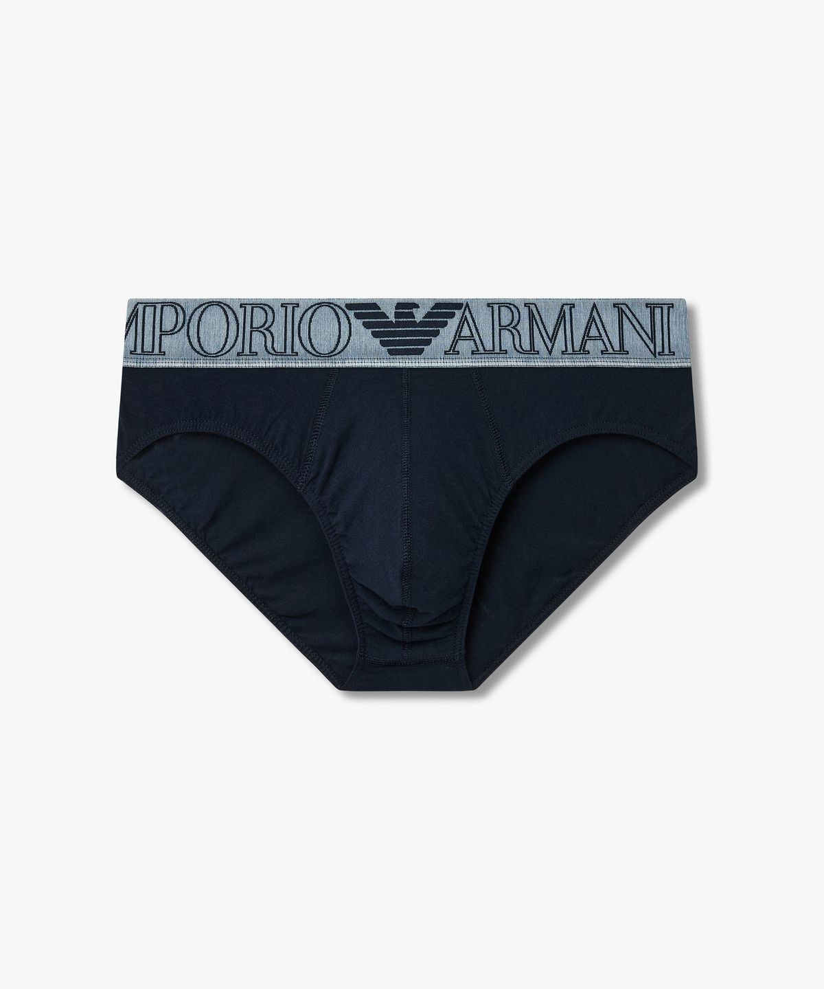 엠포리오 아르마니 언더웨어(EMPORIO ARMANI UNDERWEAR) 남성 아웃라인 로고 밴딩 브리프_블루 0816111007