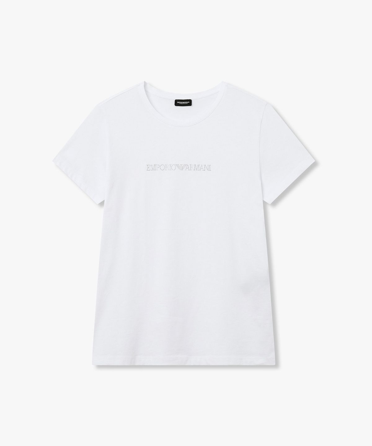 엠포리오 아르마니 언더웨어(EMPORIO ARMANI UNDERWEAR) 여성 라인스톤 로고 라운지 티셔츠_화이트 0826134501