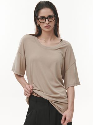 Rouge U-neck T [BEIGE]