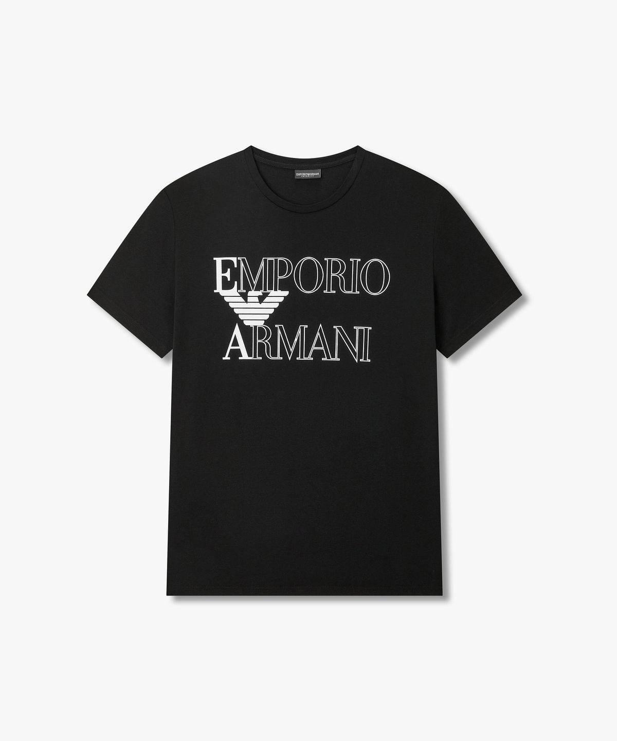 엠포리오 아르마니 언더웨어(EMPORIO ARMANI UNDERWEAR) 남성 아웃라인 로고 라운지 티셔츠_블랙 0816134055