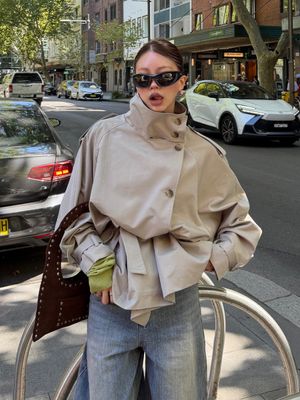 Double Trench Half Coat [BEIGE]