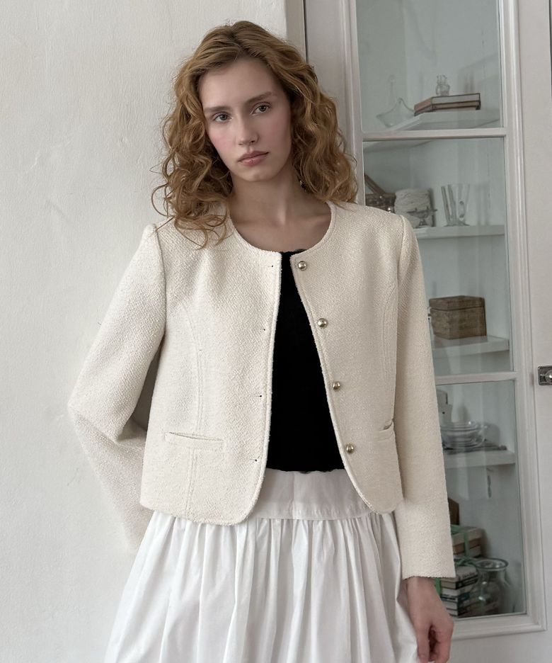 Calm classic tweed jacket (ivory)