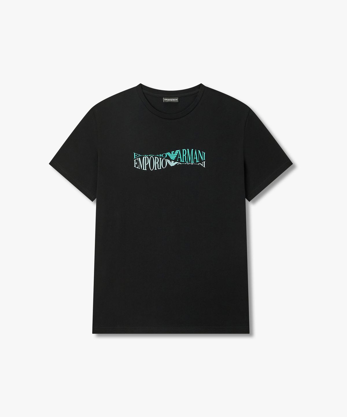엠포리오 아르마니 언더웨어(EMPORIO ARMANI UNDERWEAR) 남성 배색 로고 프린트 라운지 티셔츠_블랙 0816134060
