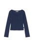 HONEY EYELET BUTTON LONG SLEEVE (NAVY)