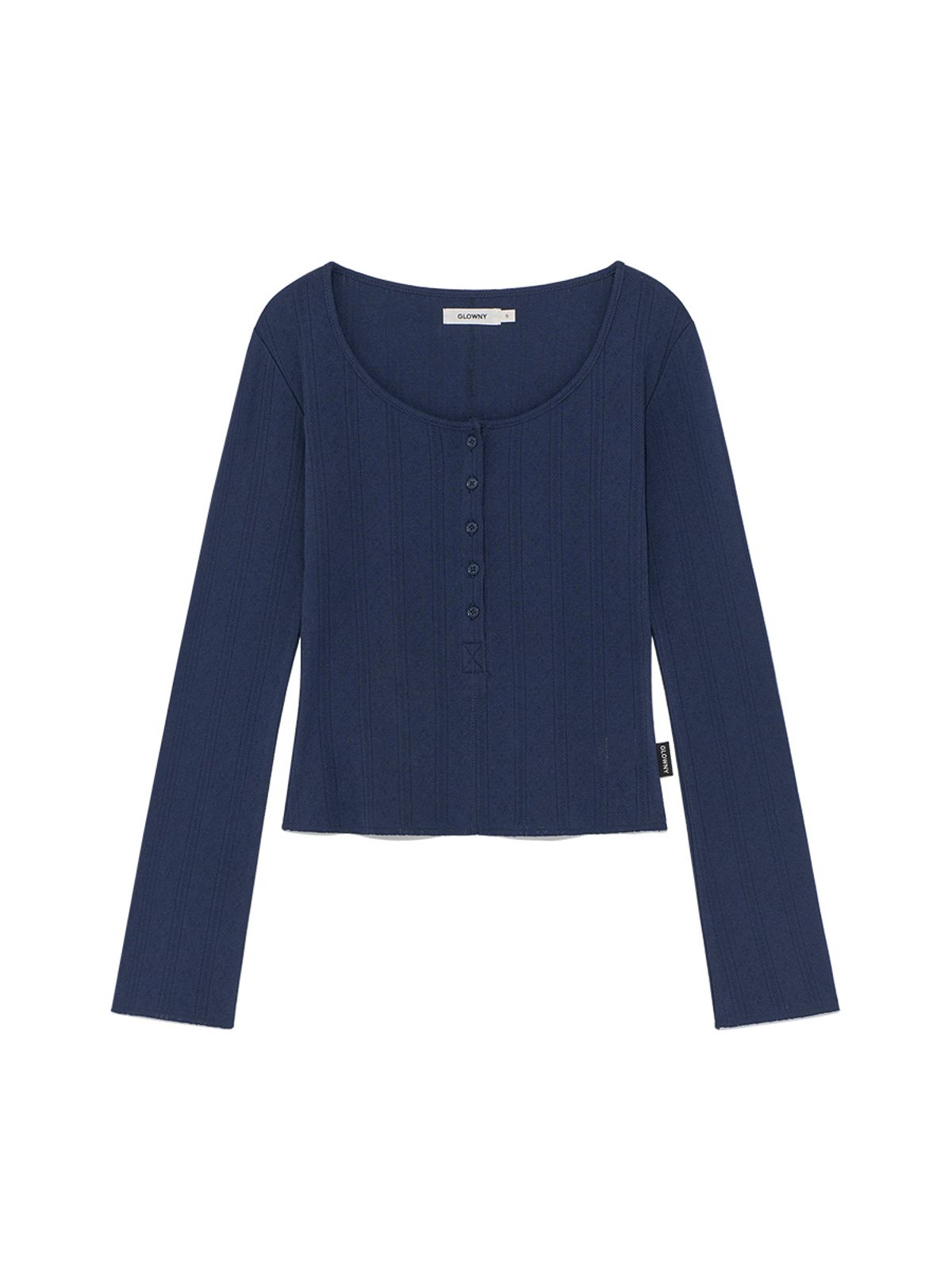글로니(GLOWNY) HONEY EYELET BUTTON LONG SLEEVE (NAVY)