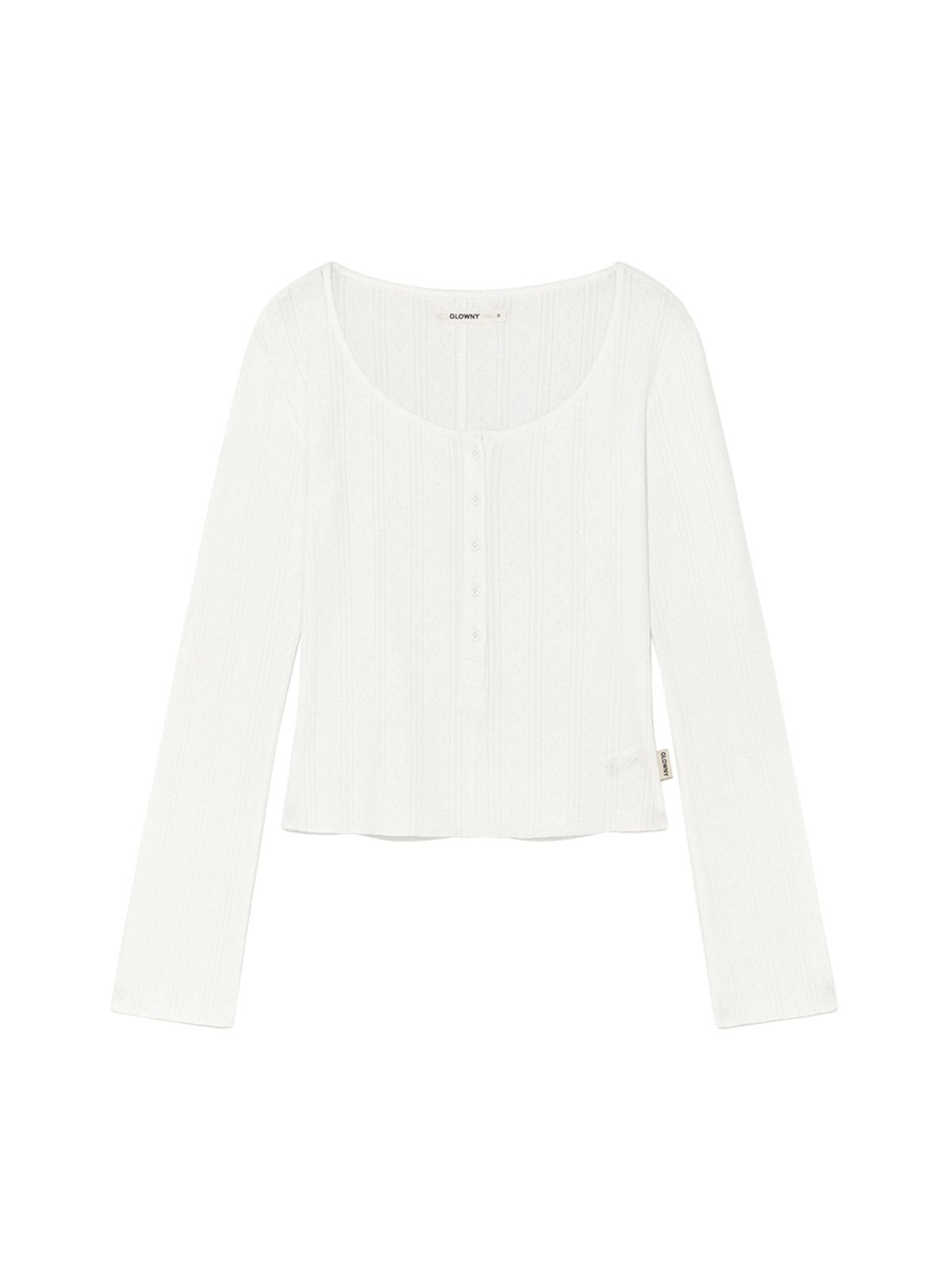 글로니(GLOWNY) HONEY EYELET BUTTON LONG SLEEVE (WHITE)