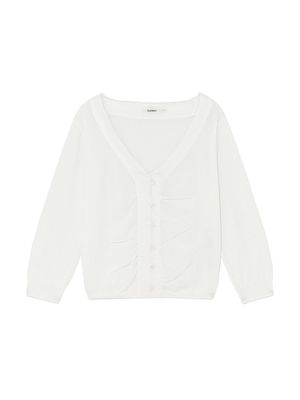SHERBET V-NECK FRINGE CARDIGAN (IVORY)