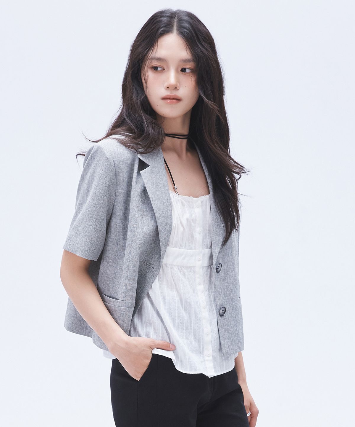 미쏘(MIXXO) 셔링 나시 블라우스_MIWBNG402G