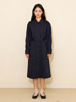 코튼 셔츠 원피스_네이비