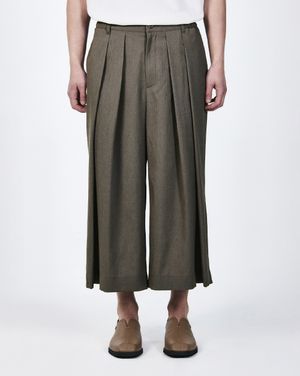 랩 와이드 크롭 팬츠 카키 ZI3PT302KK