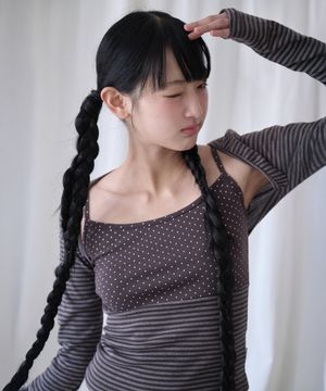 MIXED PATTERN CAMI & BOLERO SET BROWN