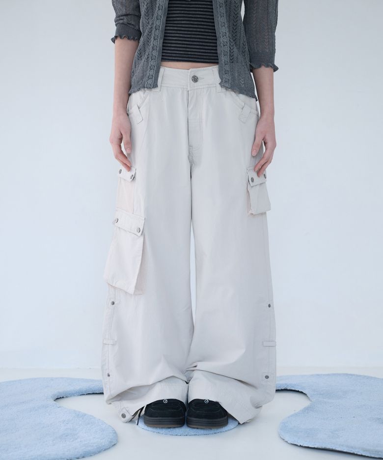 3-WAY MESH POCKET CARGO PT IVORY