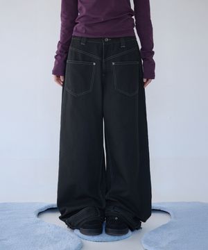 BELTED POCKET COTTON PT BLACK