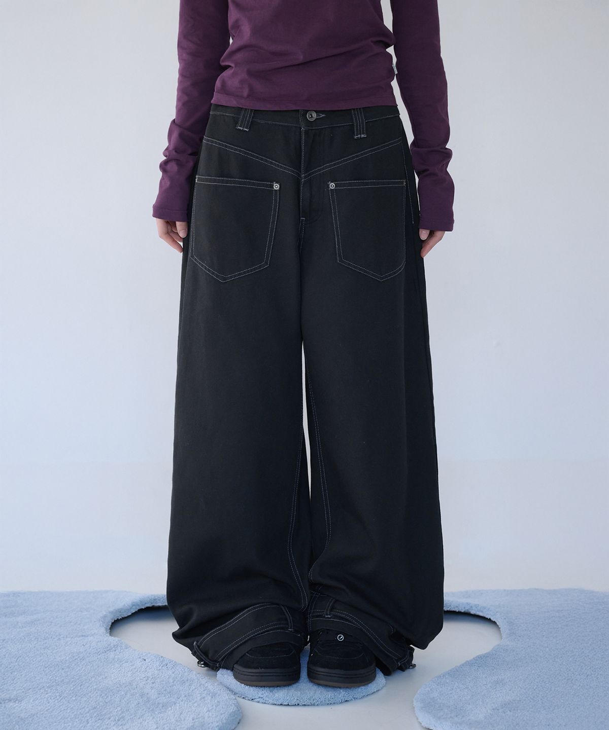 미레코(MIRECO) BELTED POCKET COTTON PT BLACK