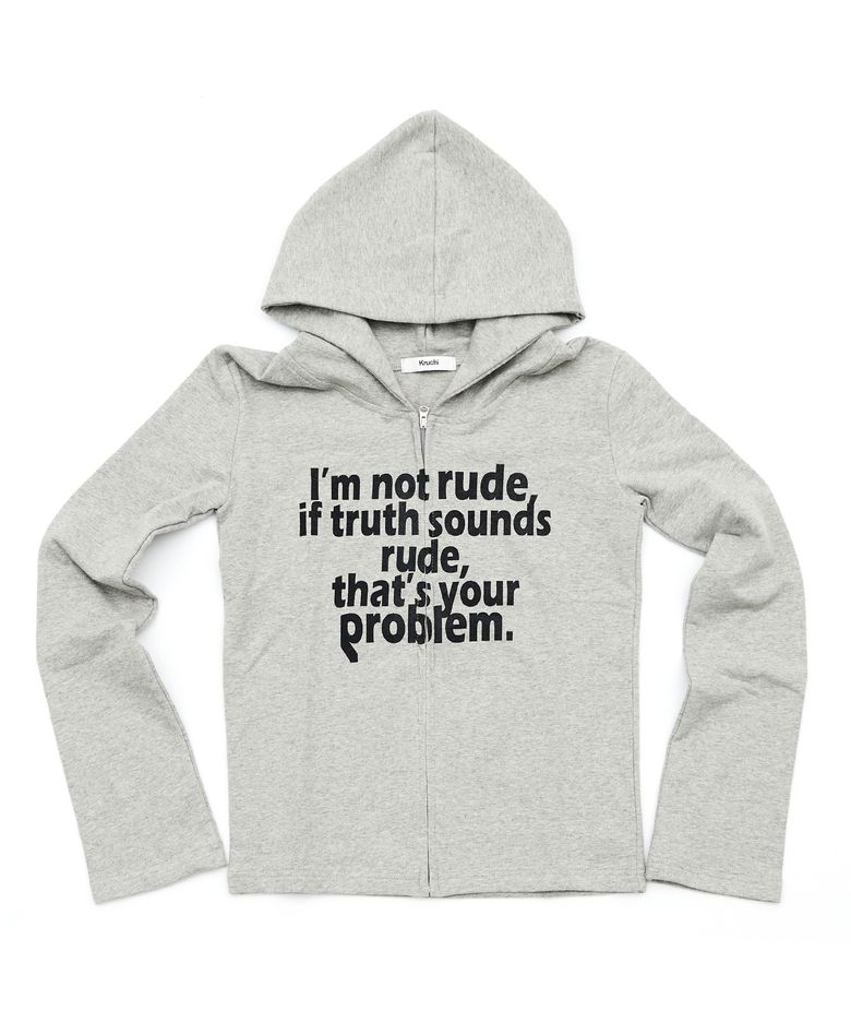 RUDE hood zip up (GREY) WOMENS