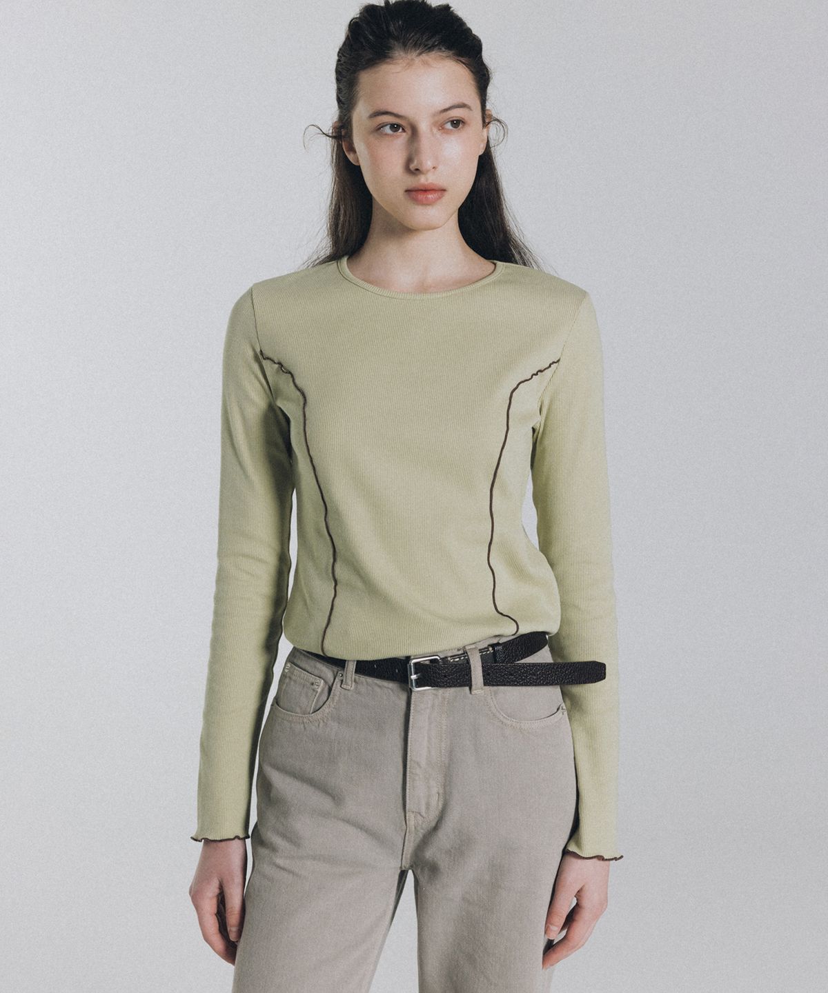 앤니즈(ANDNEEDS) Mori line long sleeve (lime)