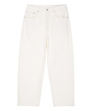 커브드 와이드 데님 팬츠 크림