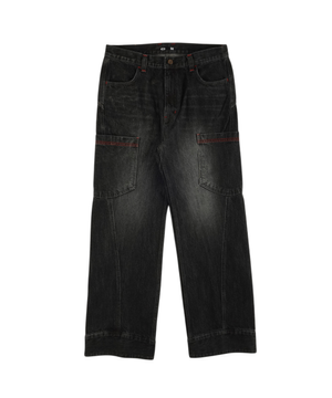 Side Pocket Cargo Denim Pants Dark Blue