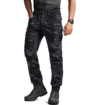 스쿼드 카모 스판 카고 조거팬츠 허리밴딩
