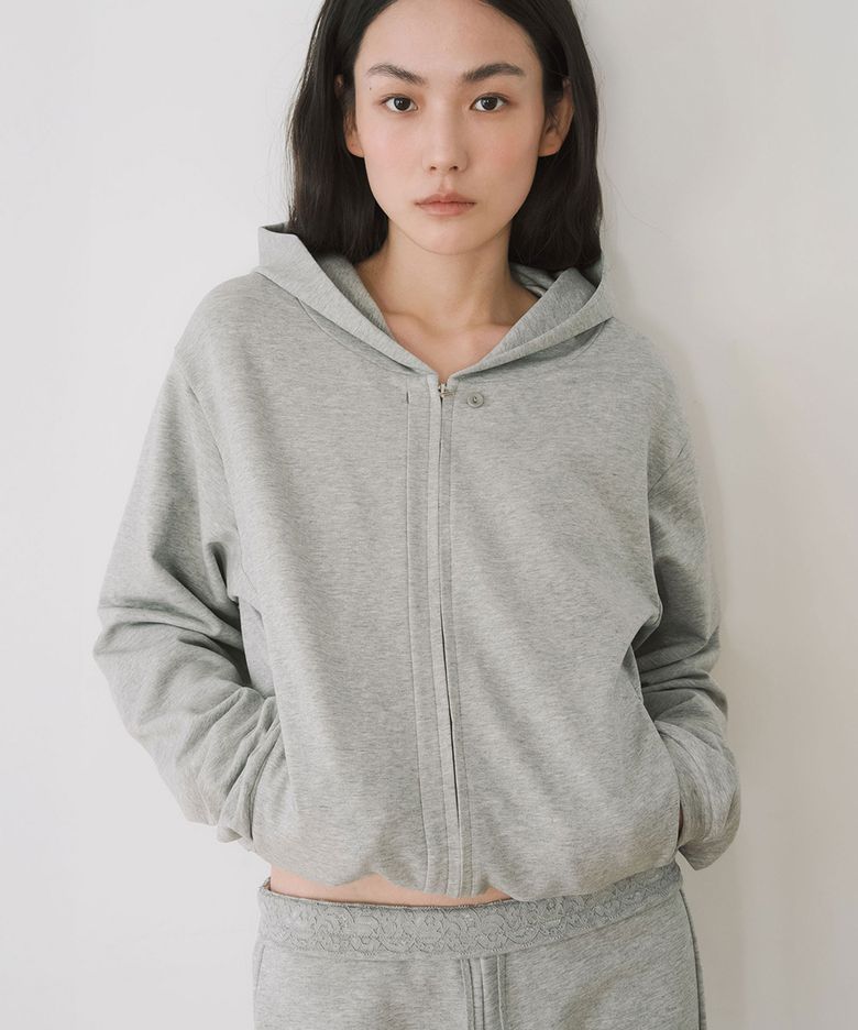 REGULAR JERSEY HOODIE ZIP-UP, GREY