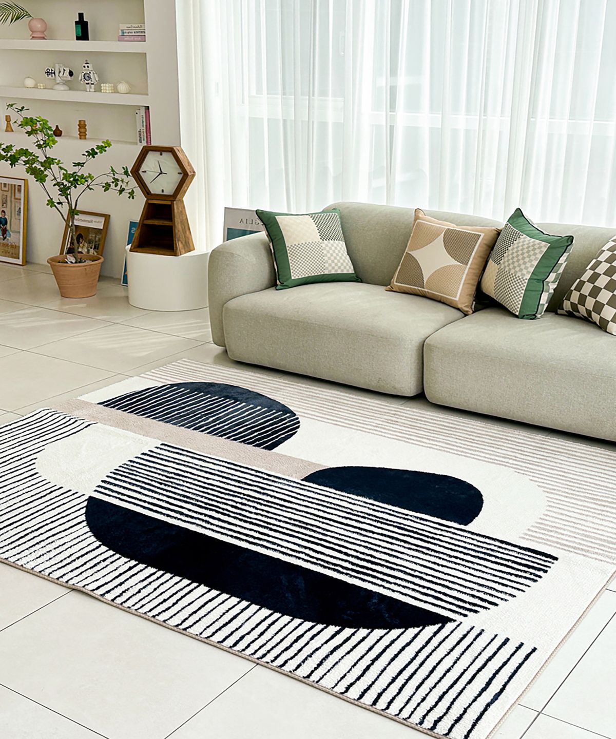 러움(RUGUM) 미드나잇 오브제 자카드 러그