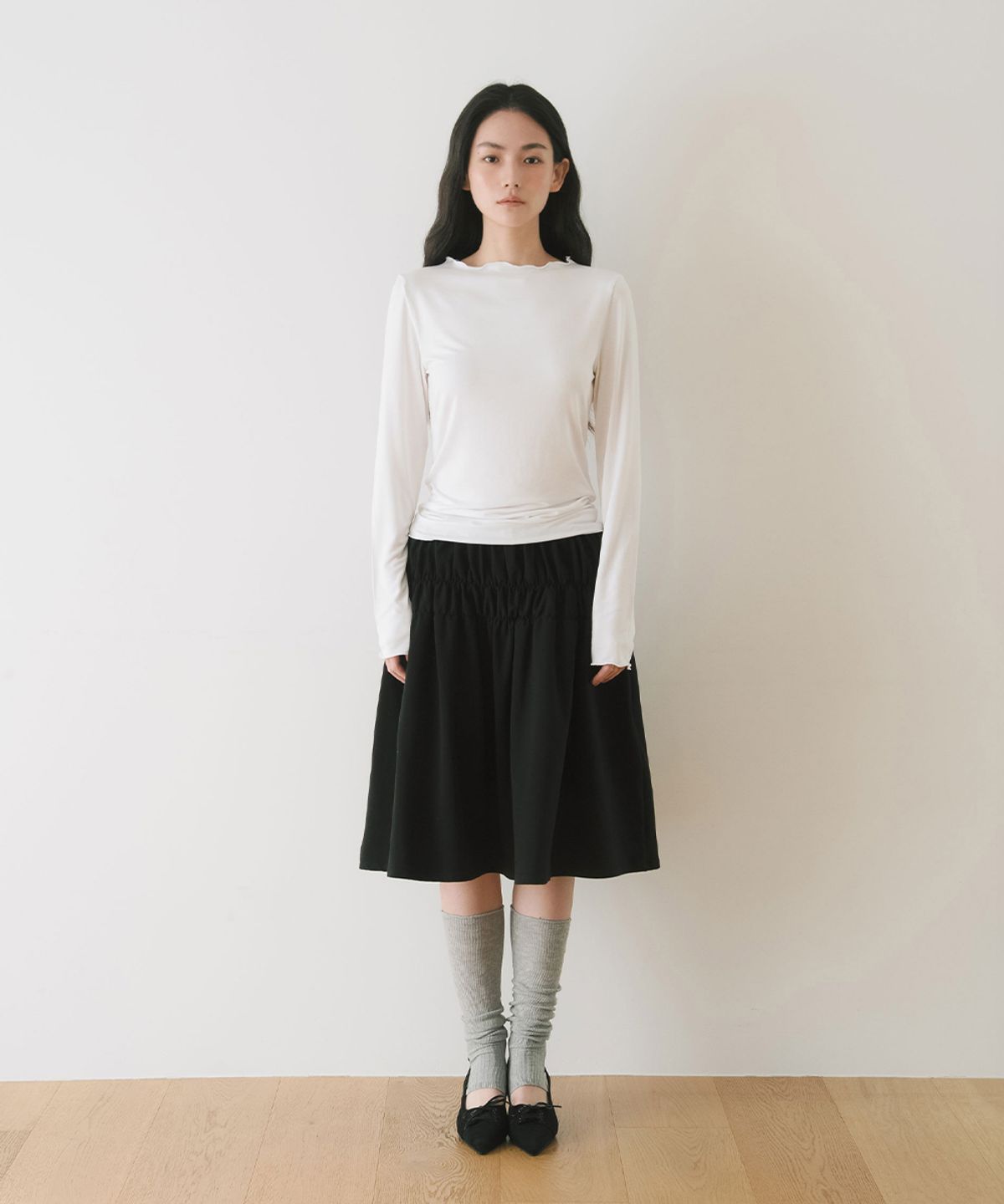 이어닝(YEARNING) MOCK NECK LONG SLEEVE TOP, IVORY