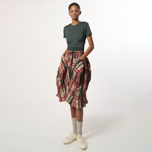 AW61PT07_크링클 체크 테크플레어 팬츠_딥그린