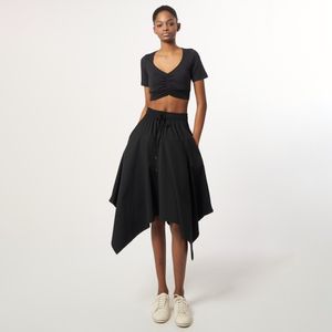 AW61SK03_패널 드레이프 스커트_블랙