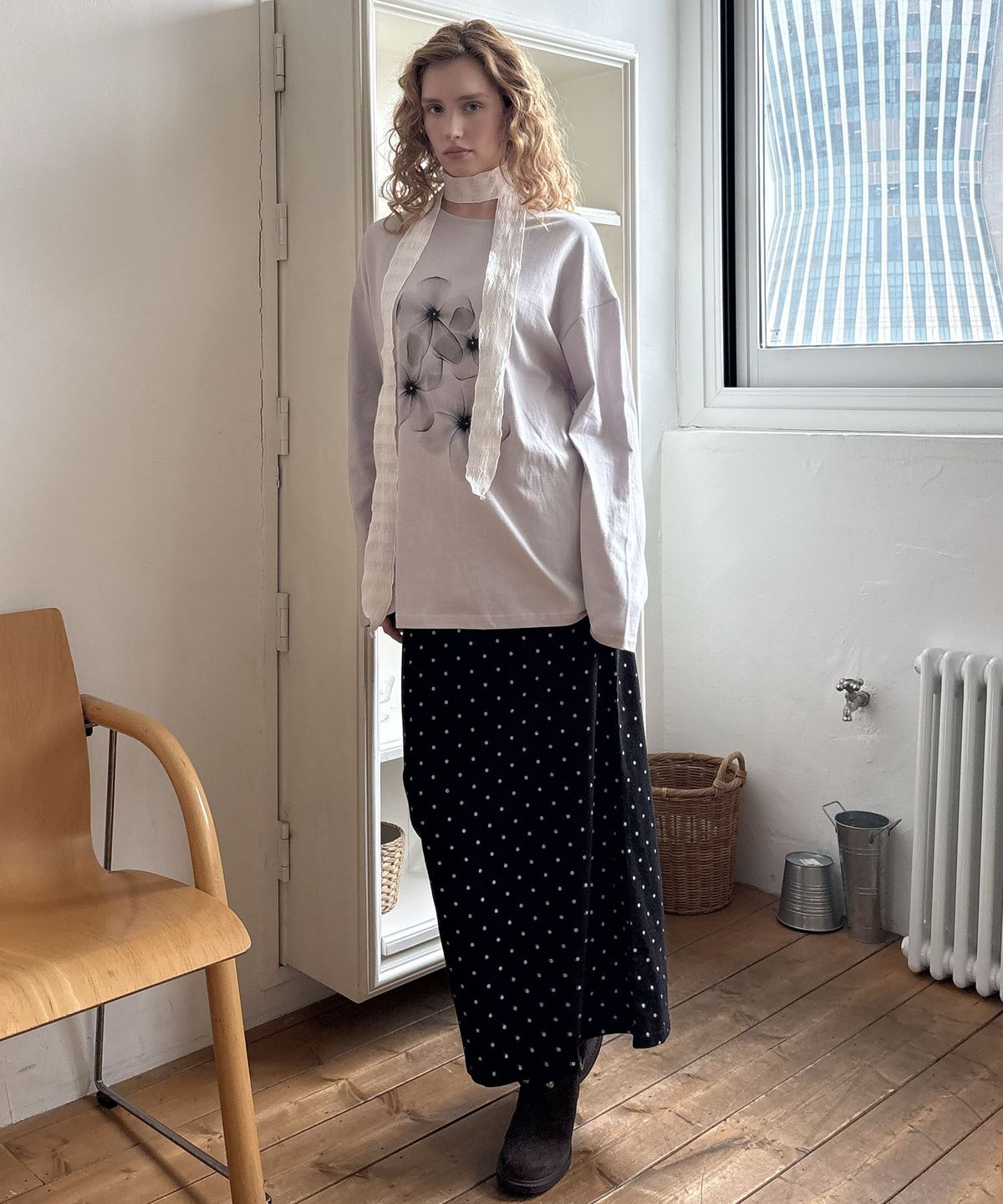 딜라이디(DELIDI) Dot long skirt (black)
