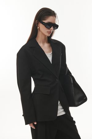 Pale Tailored One-button Over jacket [BLACK]