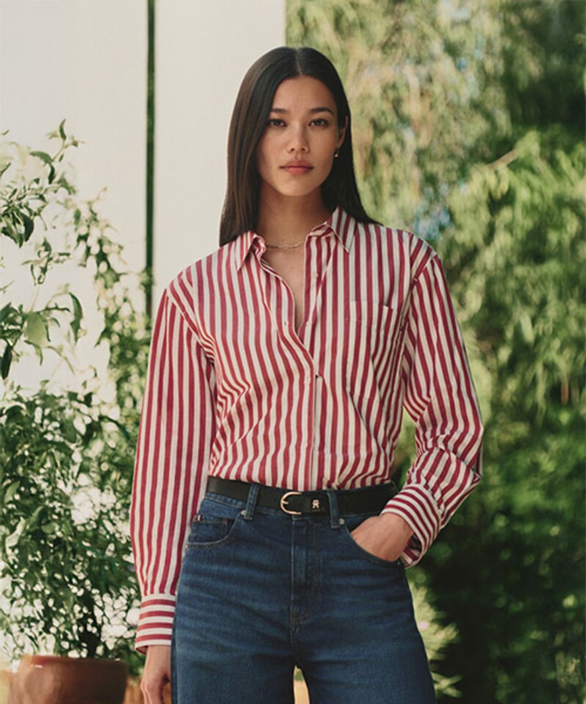 타미힐피거(TOMMY HILFIGER) 포플린 이지 스트라이프 셔츠 (T22G1WSH050WT10AA)