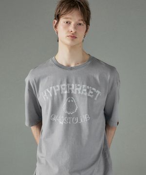 남녀공용 피그먼트 고스트클럽 반팔 티셔츠 [스톤]_HG2TS116