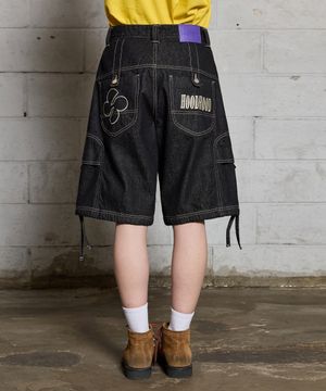 빅 포켓 버뮤다 데님 팬츠 블랙