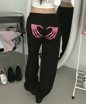 [UNISEX]GRAVE HEART 트레이닝 와이드 팬츠_2color