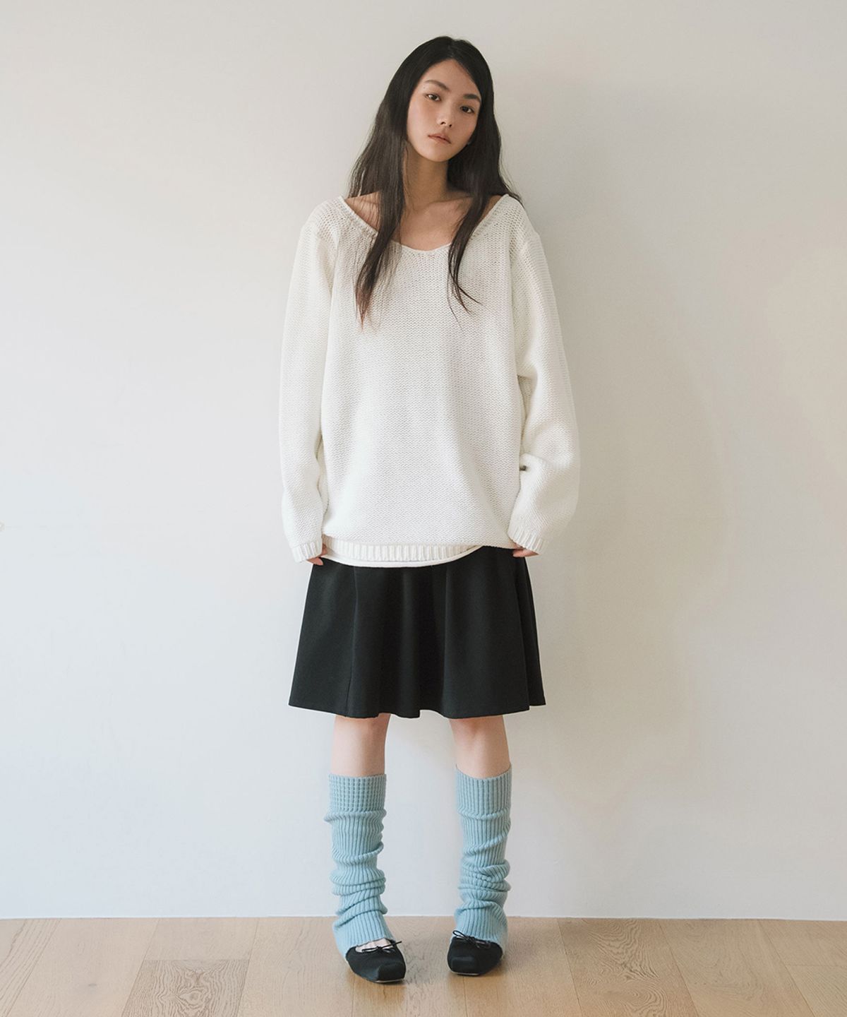 이어닝(YEARNING) FRONTBACK COTTON LOOSE KNIT, IVORY
