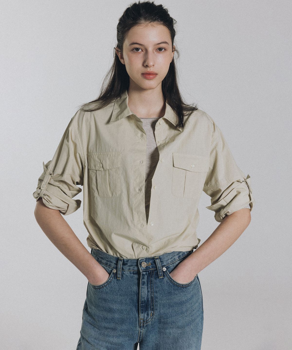 앤니즈(ANDNEEDS) Foin pocket shirt (beige)